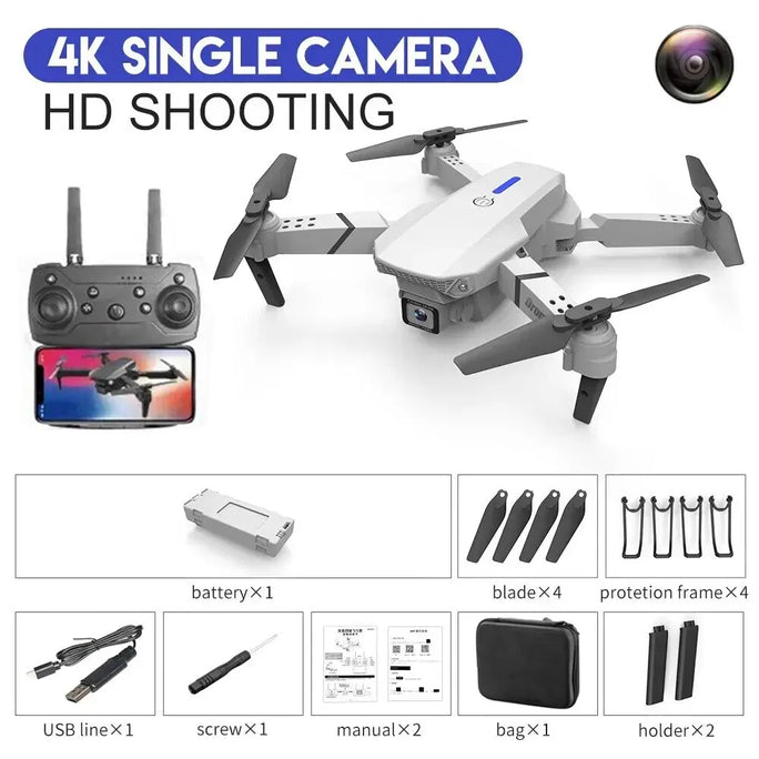 Drone E88Pro RC 4K 1080P Wide Angle HD Camera Foldable Helicopter WIFI FPV Height Hold Gift Toy